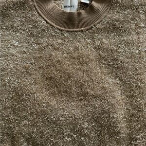 Anthropologie Maeve Tinsel Short Sleeve Sweater in Gold.